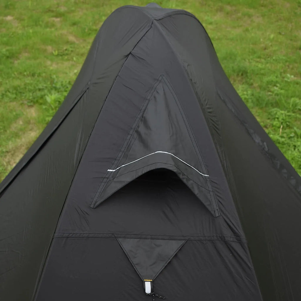 Single person camping tent with aluminium poles in red colour, showing double account design