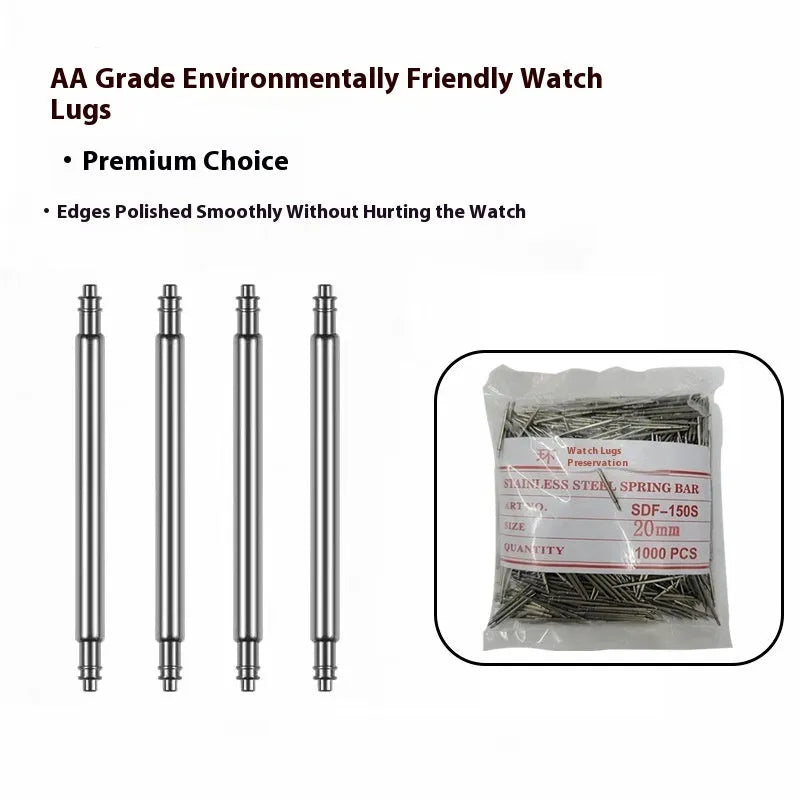 Watch accessories parts including bolt, auricular needle and spring shaft components in six millimeter sizes