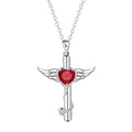 A copper stethoscope necklace with a cross and wings pendant in Red Diamond finish