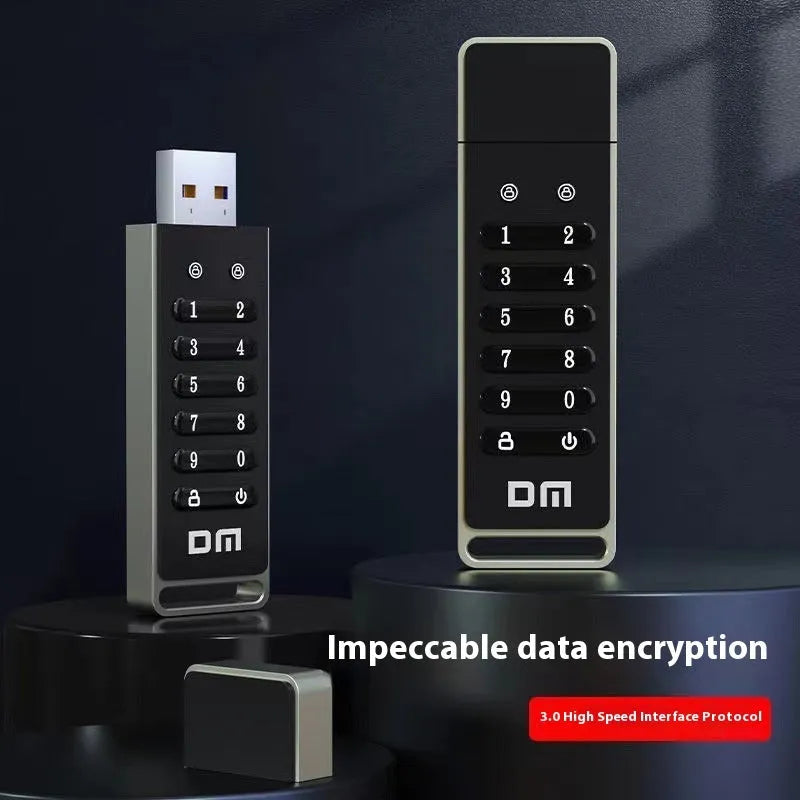 Fingerprint encrypted USB 3.0 flash drive with metal shell and digital button security
