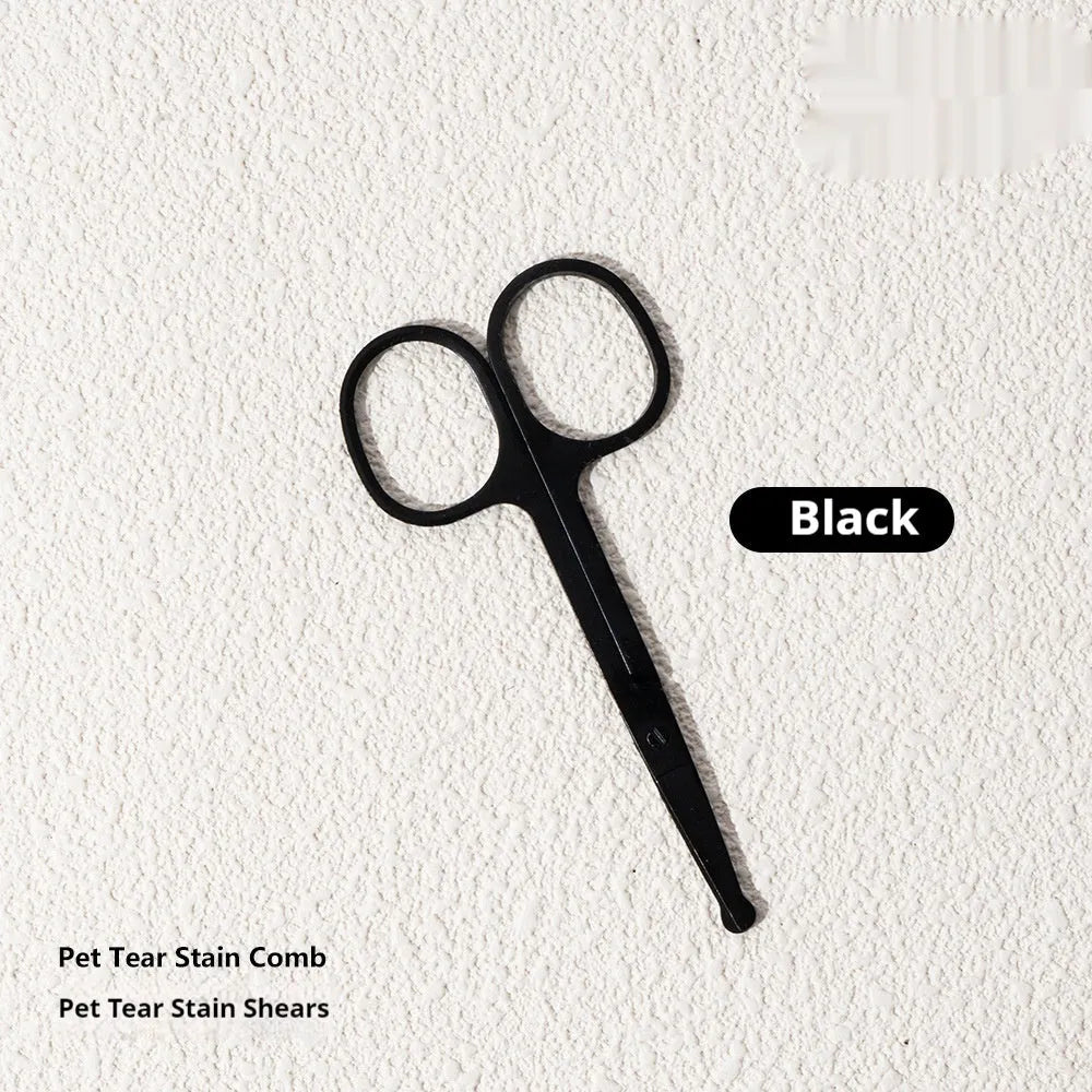 ABS pet grooming comb and scissors set for dogs, available in black, yellow, white, and green colours
