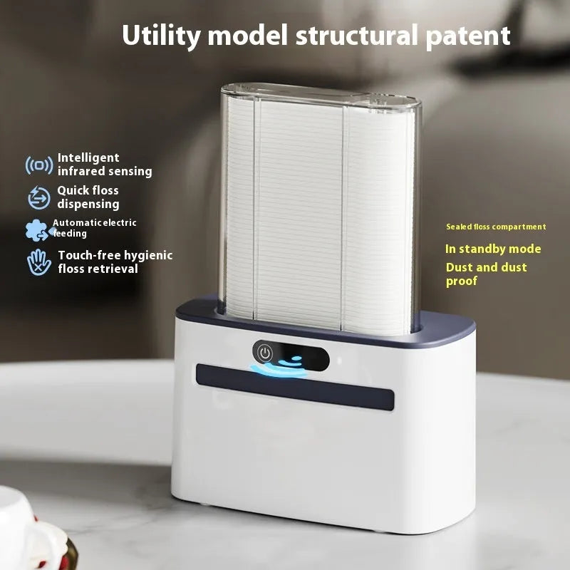 Rechargeable intelligent induction dental floss box in dark grey, light grey, or gold colour