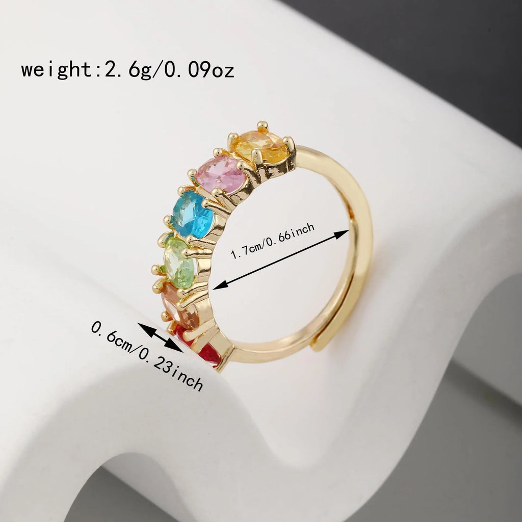 Women's adjustable copper ring with electroplated gold finish and retro styling