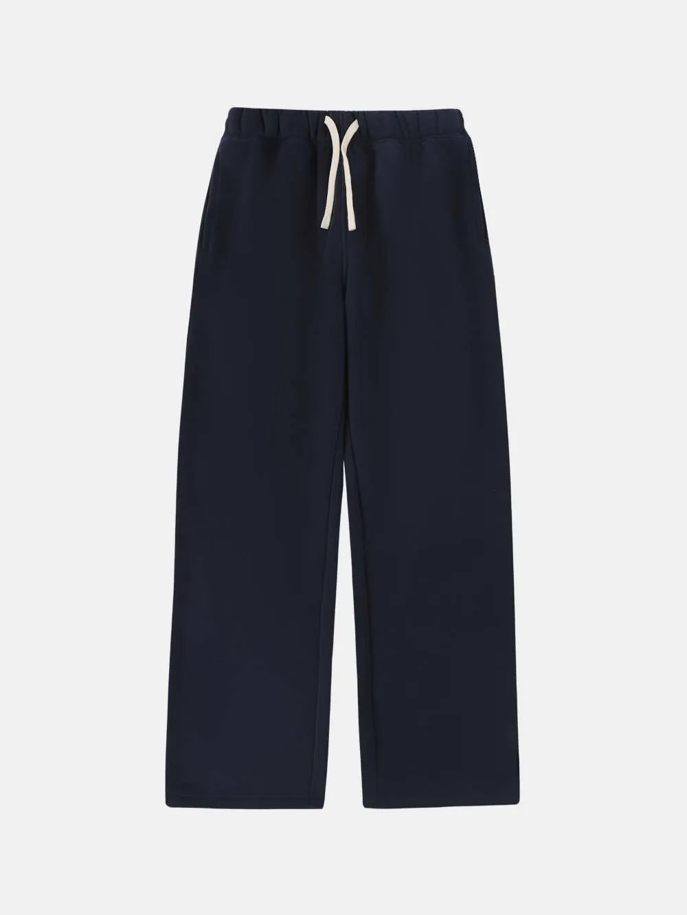 Men's black fleece-lined sweatpants with elastic waistband and drawstring closure in loose fit