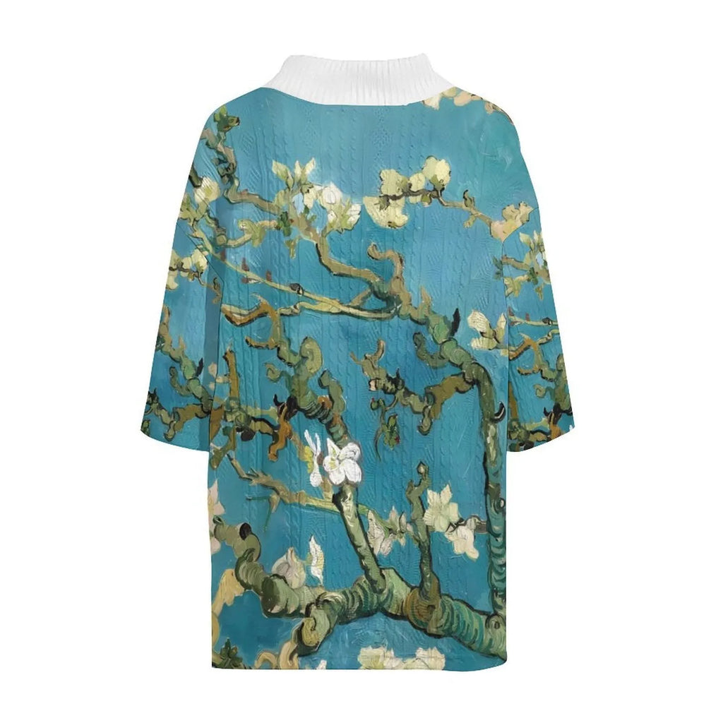 Men's peacock blue 3D printed knitted shorts and T-shirt casual suit set laid flat.