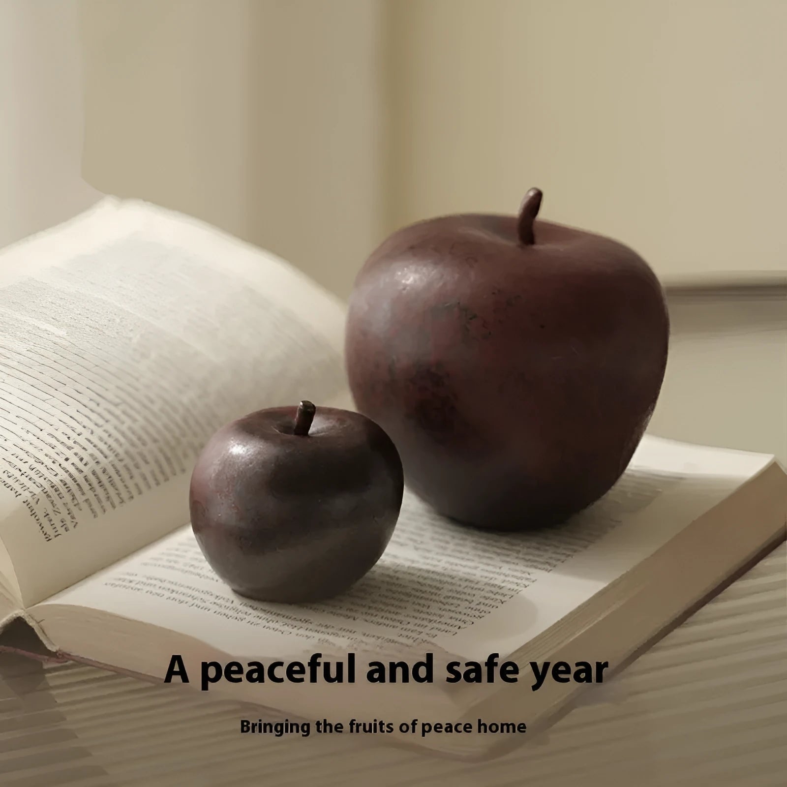 Retro Chinese ceramic apple ornament for desktop decoration in large and small size options
