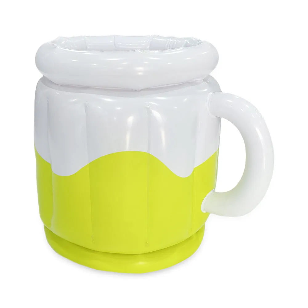 Bright yellow inflatable PVC ice bucket for outdoor parties and camping.
