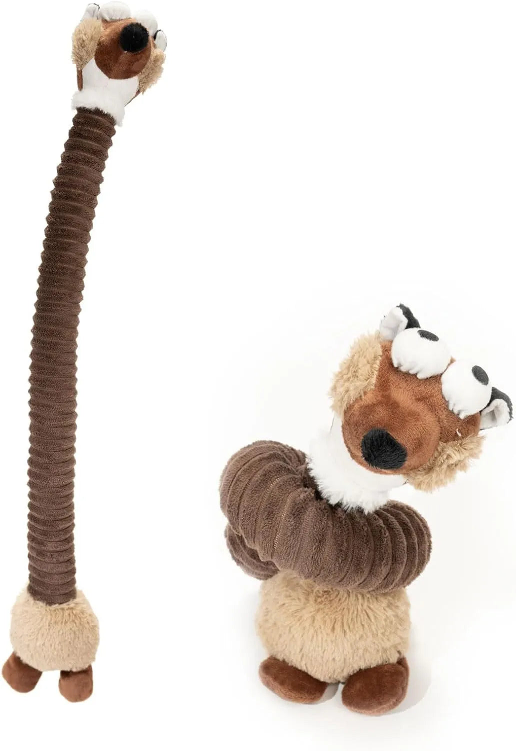 Brown plush dog toy with squeaker and crinkle sounds for small medium large dogs