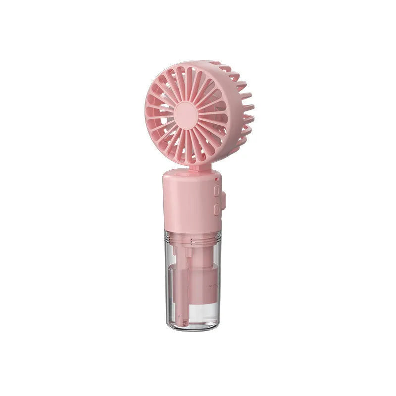 Portable handheld spray fan with transparent water tank and four-speed mist function in black colour