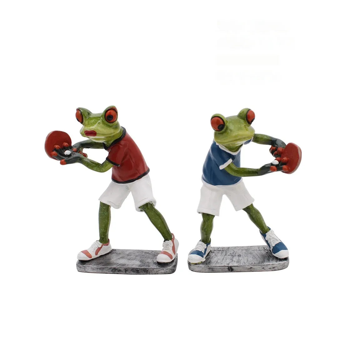 Pastoral style synthetic resin frog ornament for home decoration in living room or study