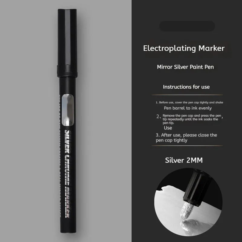 Waterproof mirror marker pen with plastic shell in 1mm and 2mm tip sizes for glass writing