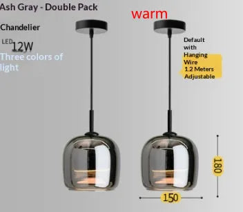 Modern minimalist pendant light with 150mm ashtray shade offering LED three-color dimming for bedroom or study.