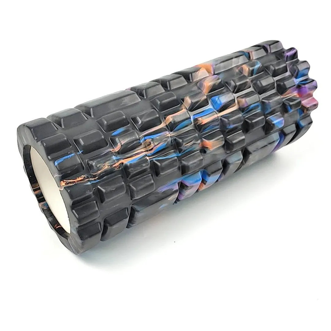 33cm camouflage pattern EVA foam roller in blue, green and yellow colour combination