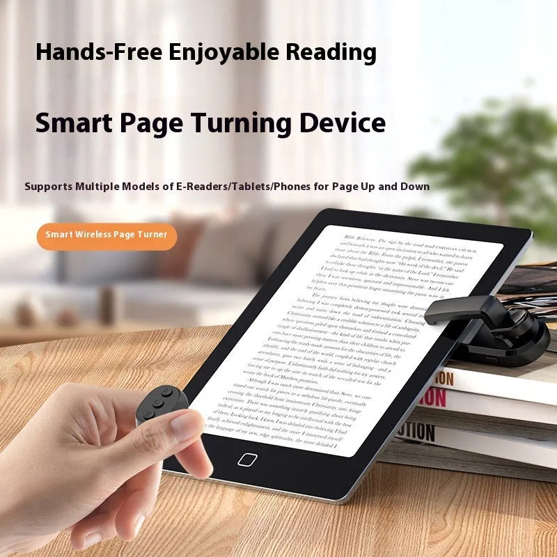 Smart wireless page turner remote control with clicker for e-readers and presentations in black colour