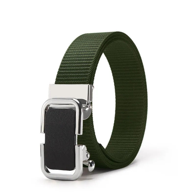 Toothless nylon men's belt with alloy buckle in multiple colour options