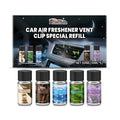 Car air freshener refill kit with five small 10ml bottles of different scented oils