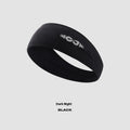 Classic black seamless knitted sports headband for men and women, laid flat.