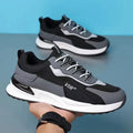 Men's colour block mesh sneakers with lace-up design and round toe for running and sports