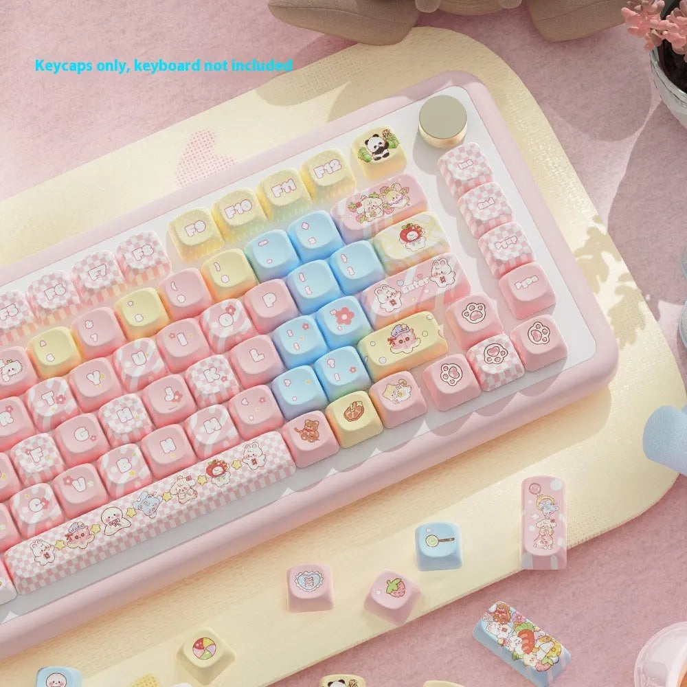 Doll themed mechanical keyboard keycap set with 112 keys showing colourful character artwork