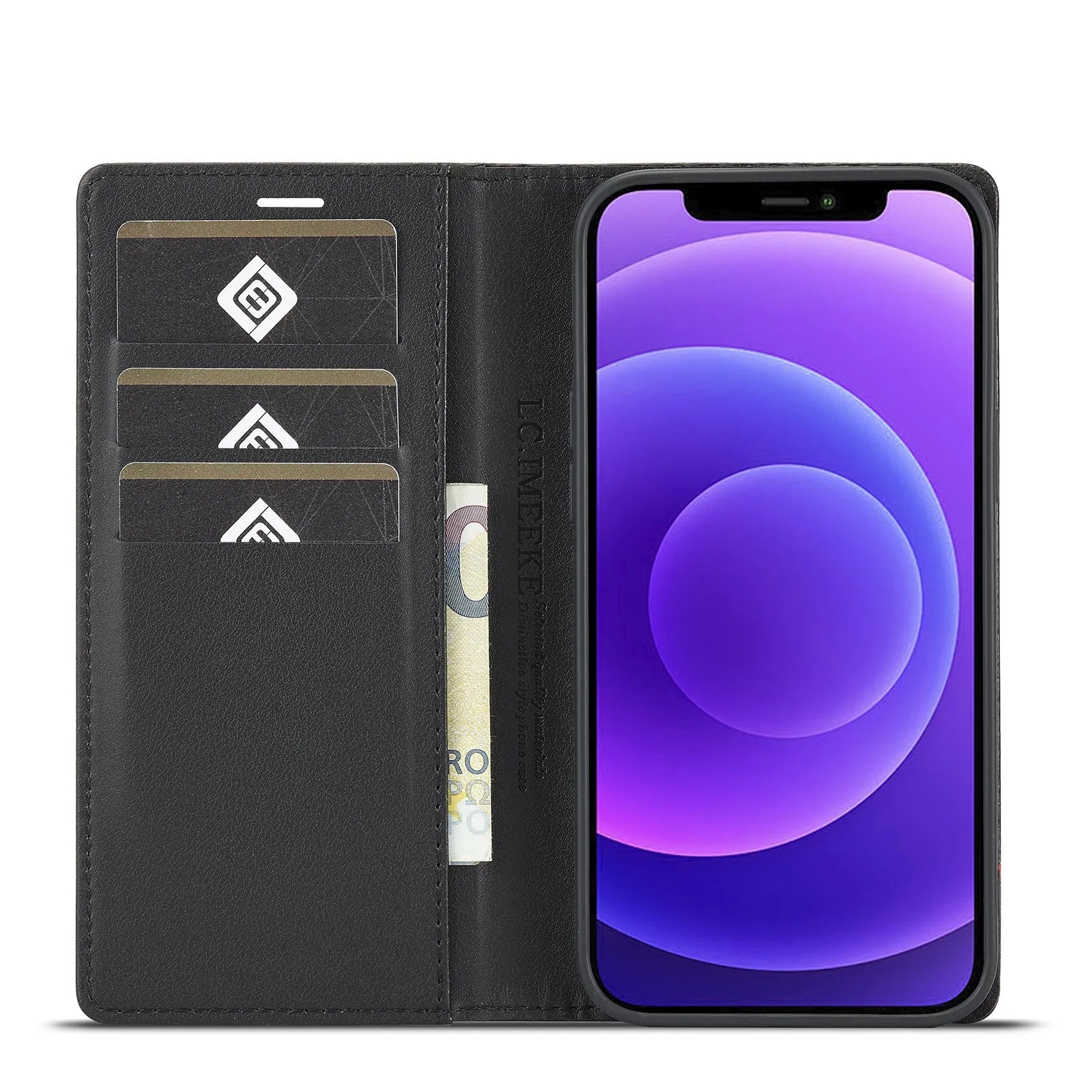 PU TPU handmade carbon fibre magnetic flip phone case in horizontal colour for iPhone