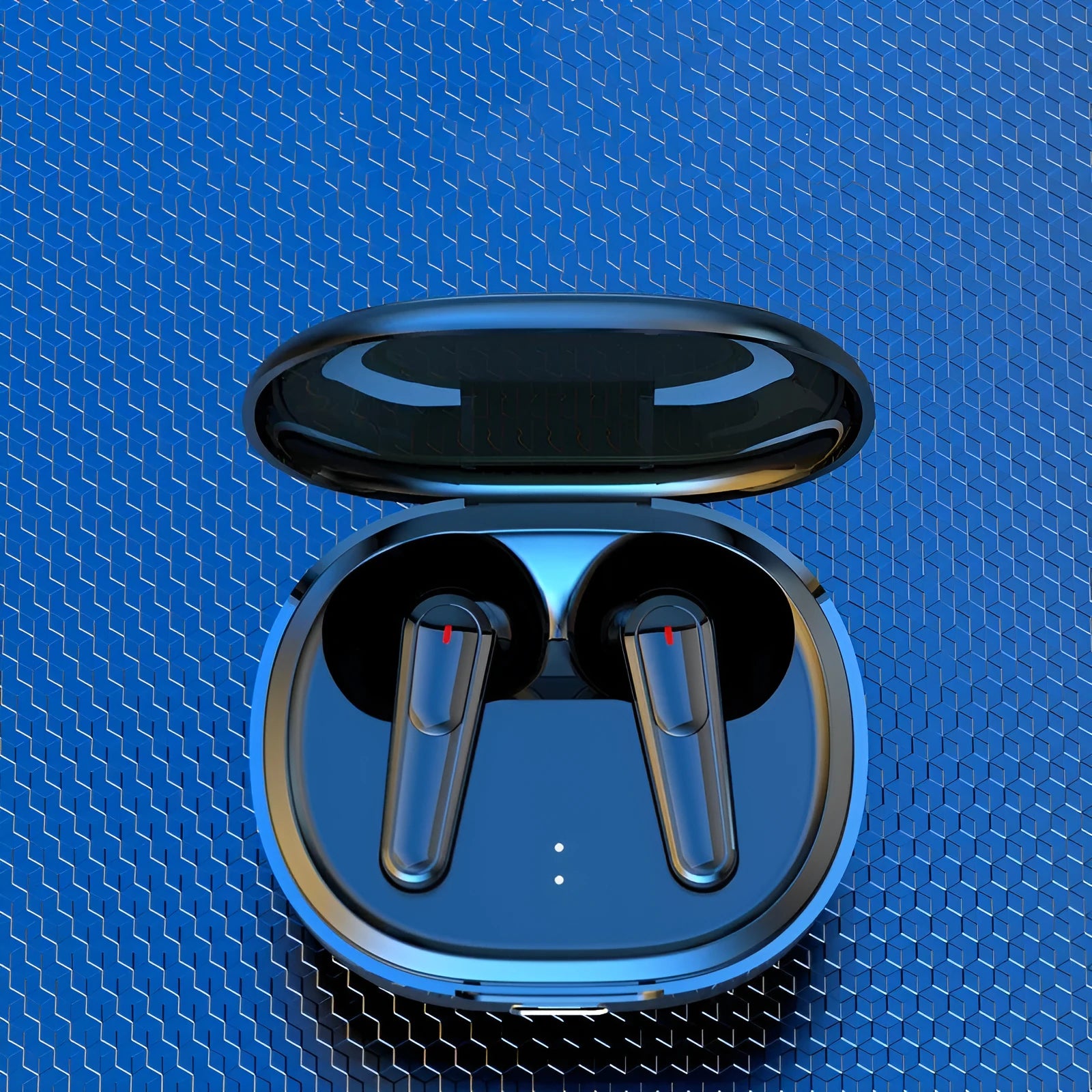Black PRO30 noise reduction Bluetooth in-ear headphones on a dark background.