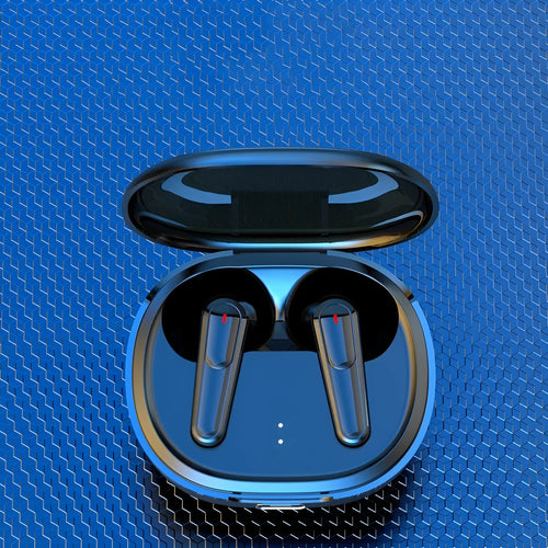 Black PRO30 noise reduction Bluetooth in-ear headphones on a dark background.