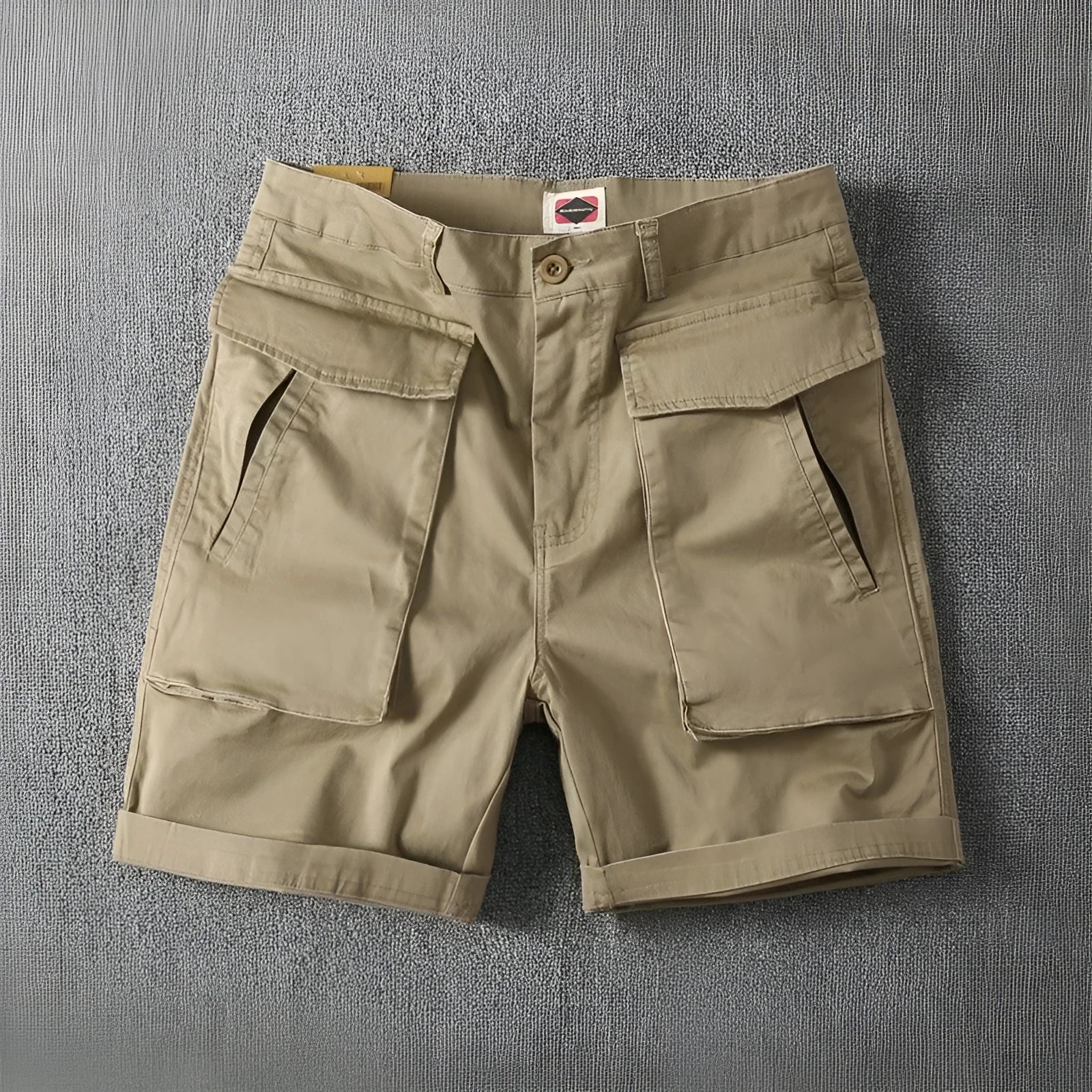 Men's cotton cargo shorts with multiple pockets in straight leg street style
