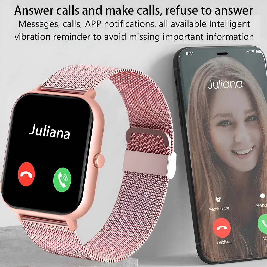 ZL54C smart watch on wrist showing AMOLED screen, available in black, pink, or silver colours.