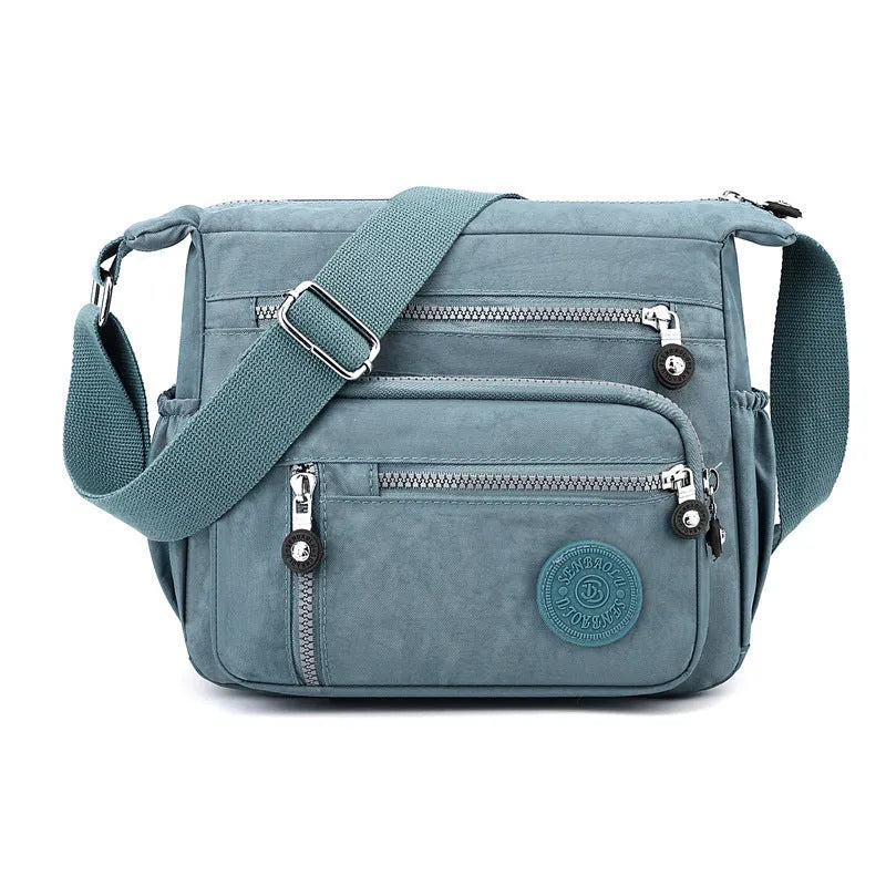 Nylon shoulder messenger bag in square vertical design with single strap