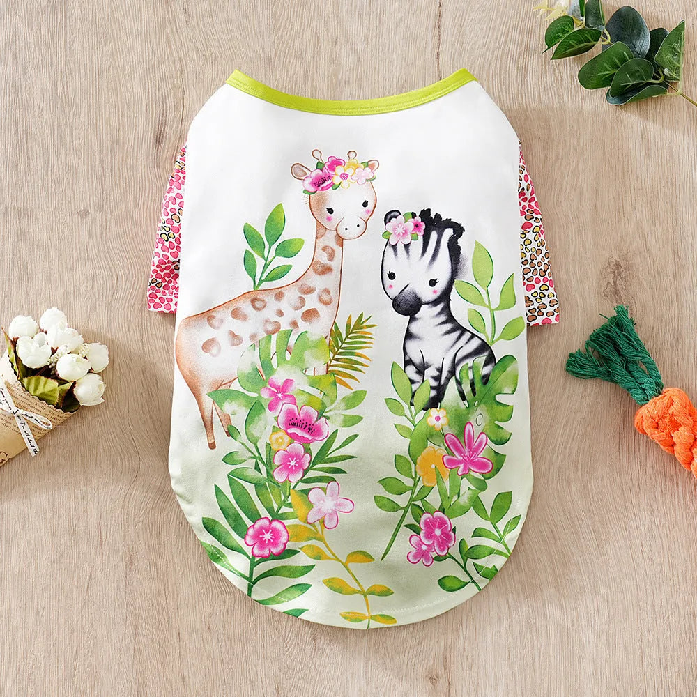 Full print polyester dog t-shirt for small pets in sizes S XXL with colour codes QZ030 QZ037