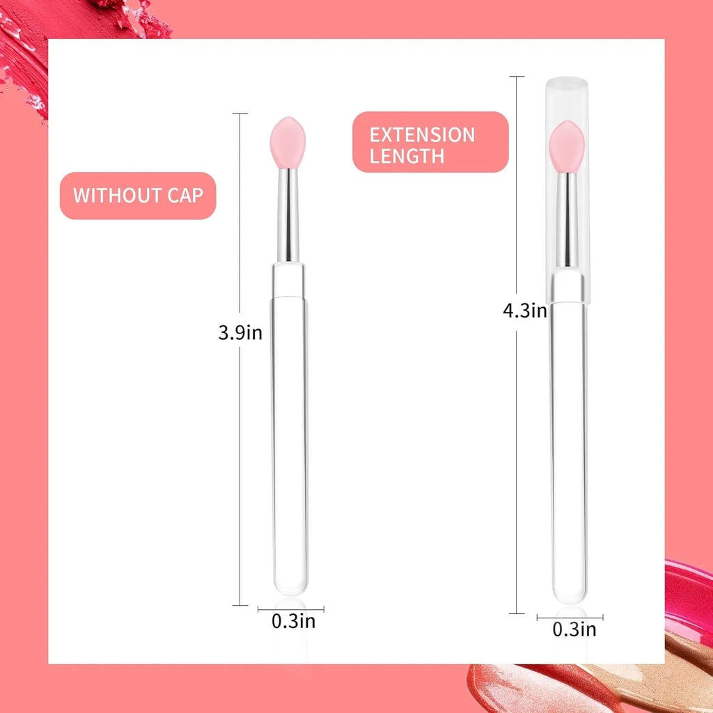 Set of reusable silicone lip brushes with protective caps in various colours.