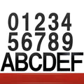 Black stainless steel sticky adhesive house number showing character size of 7.5cm.