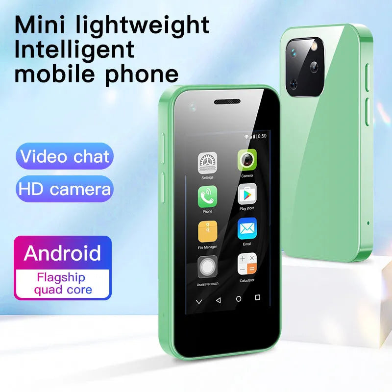 Ultra-small Android smartphone with 2.5-inch screen in Phantom Night Black colour showing compact 84mm height