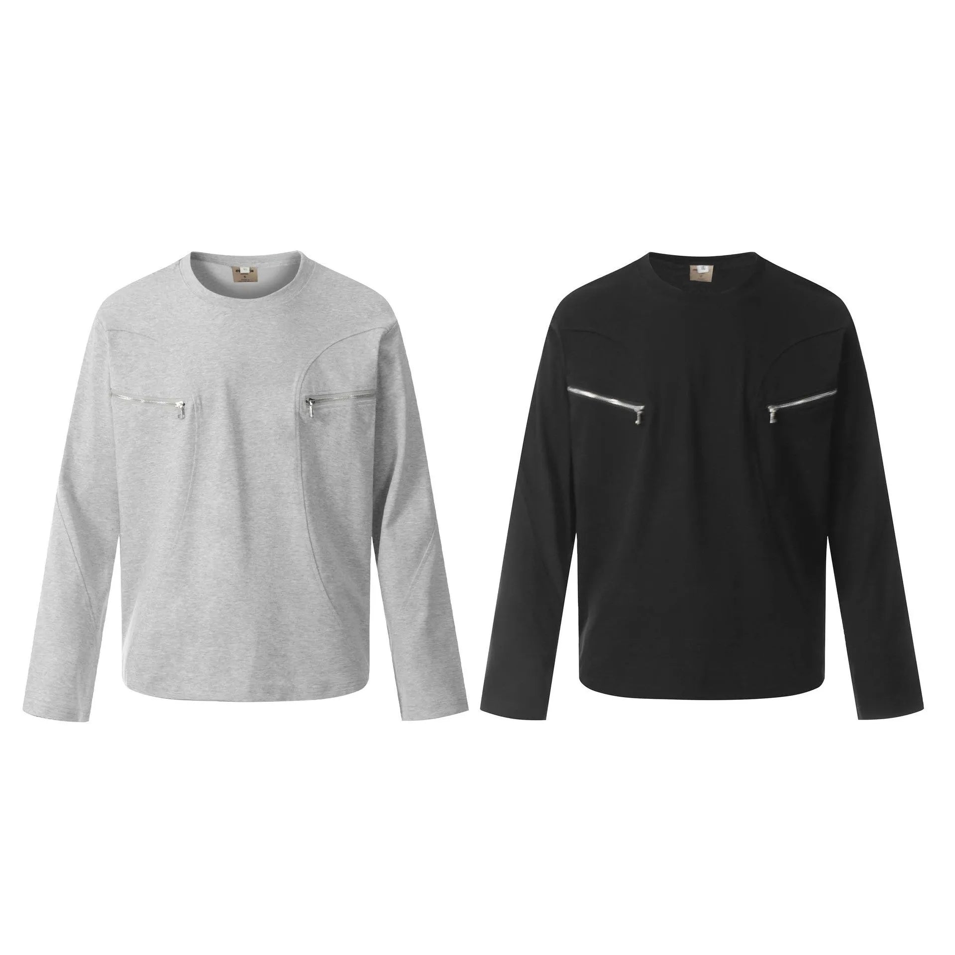 Men's grey cotton long sleeve T-shirt with loose fit and pullover style