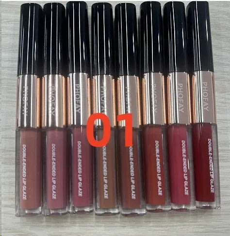 C-L021 double-head lip gloss stick showing separate colour and gloss applicators on opposite ends