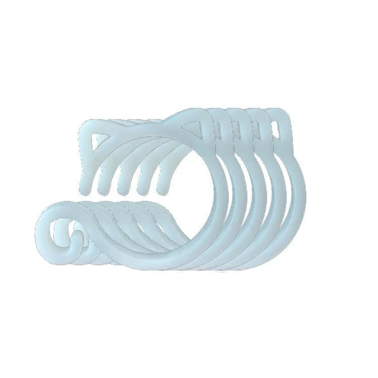 Cat-shaped plastic plant clip in garden with colourful options shown