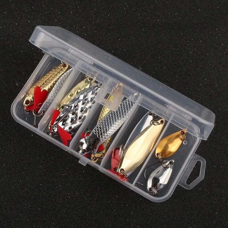 Box iron false fishing lure with packs of gold and silver metal sequins for coarse fishing