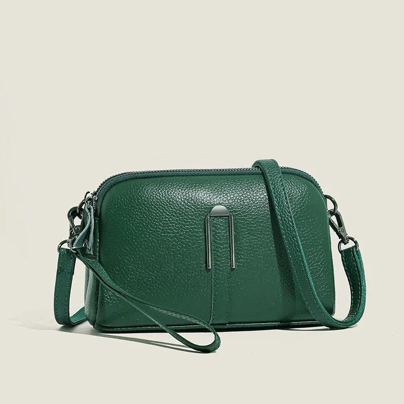 Women's genuine leather shoulder bag in square design measuring 19x13x6cm available in five colours