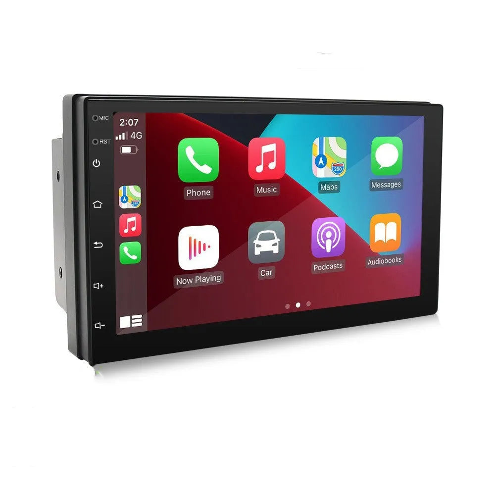 Black universal 7-inch car MP5 player with GPS navigation and CarPlay for manual transmission vehicles