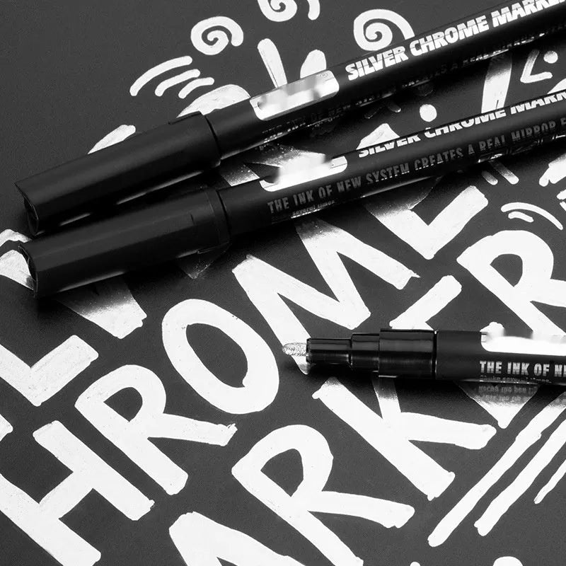Waterproof mirror marker pen with plastic shell in 1mm and 2mm tip sizes for glass writing