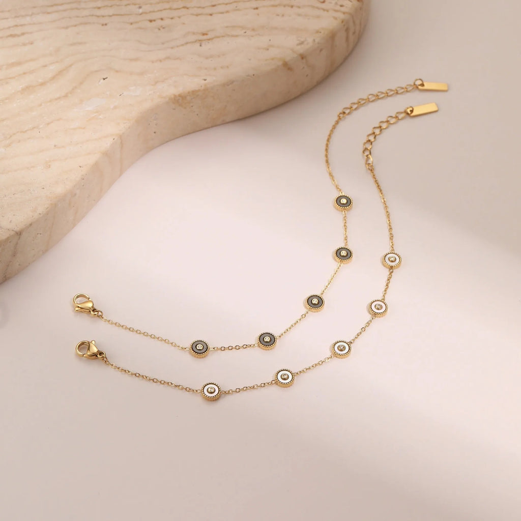 Geometric stainless steel women's bracelet with 18K gold plating, OL fashion style.