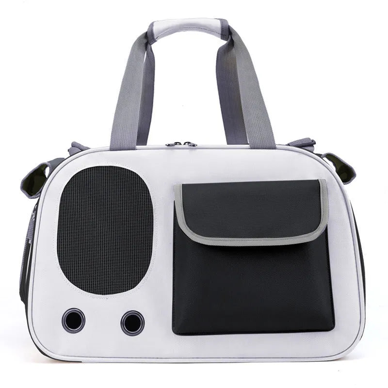 Foldable single shoulder pet carrier backpack in canvas material with large capacity