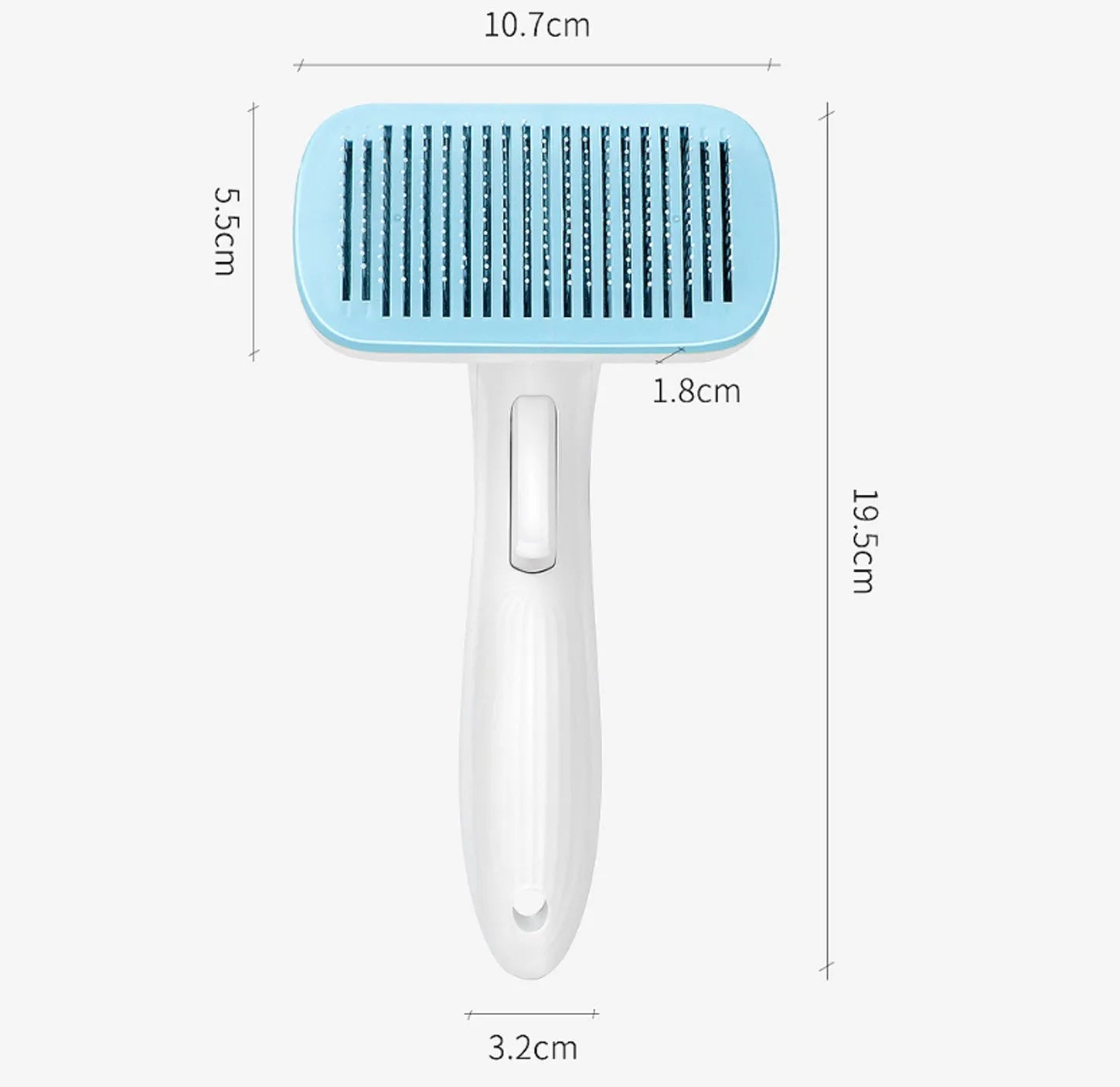 Automatic pet hair removal comb in blue colour with one-click operation for dog and cat grooming