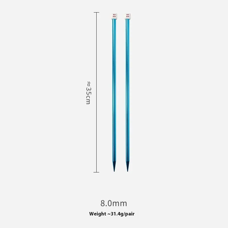 Set of aluminium crochet hooks with silicone grips showing various sizes from 2.0mm to 10.0mm.