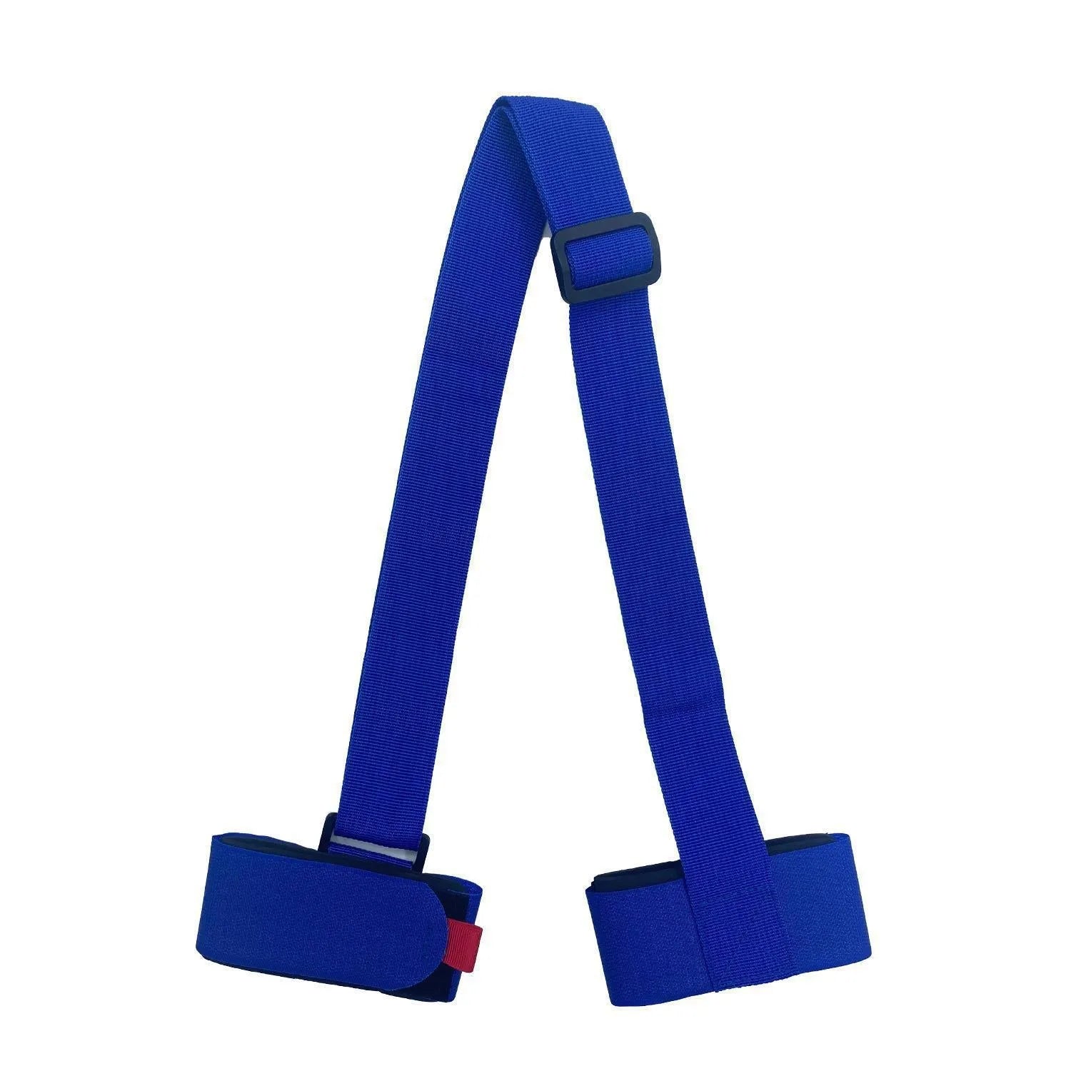 Adjustable hook and loop shoulder strap for a portable sled, shown in multiple colour options.