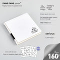 Square paper diary notebook with heart pattern cover showing checkered grid pages measuring 148x148mm