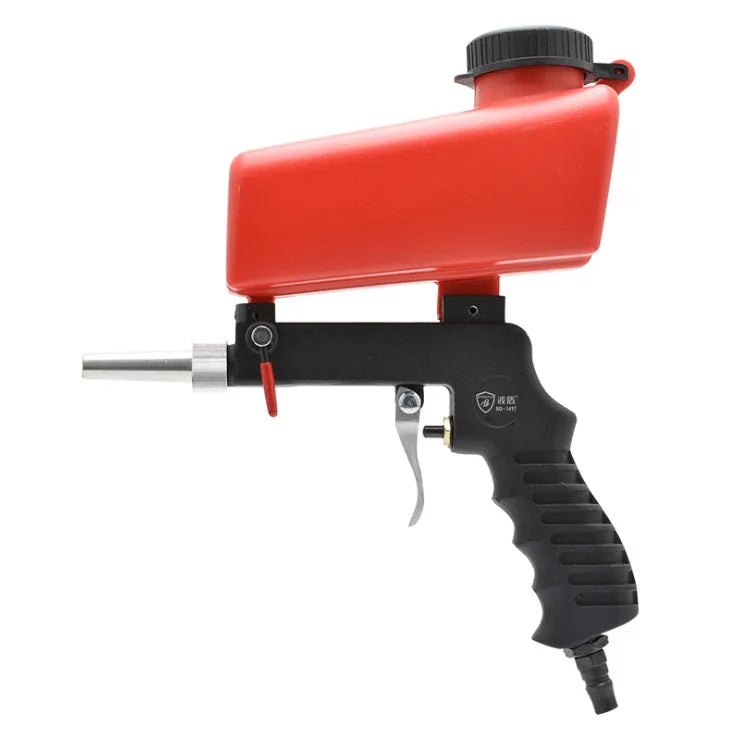 Portable gravity feed pneumatic sandblasting gun with black or blue colour options
