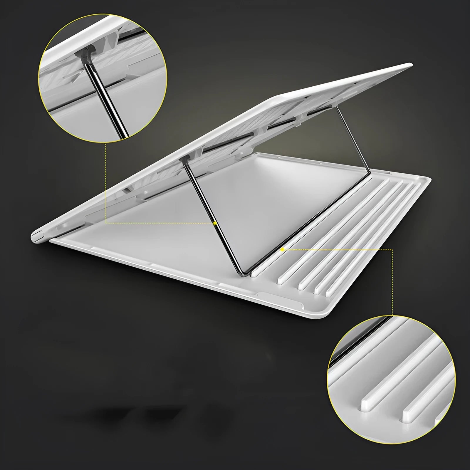 Portable alloy notebook stand 287x207x0.8 mm for laptops under 16 inches black or white