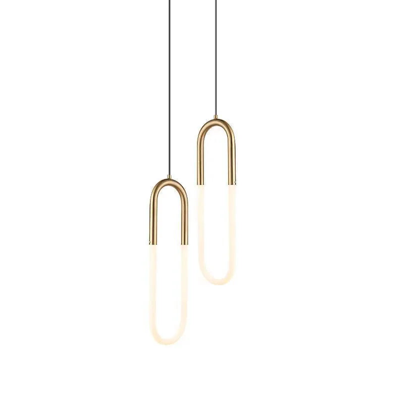 Nordic minimalist U-shaped metal bedside chandelier pendant light with three-colour dimming.