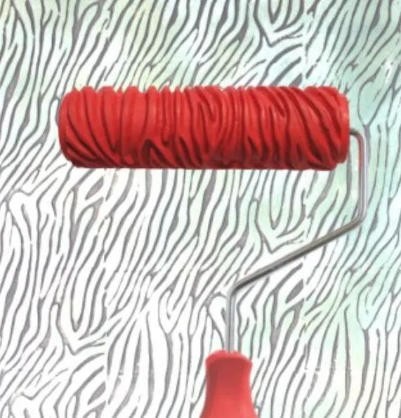 Red rubber texture paint embossing roller for DIY wall pattern painting